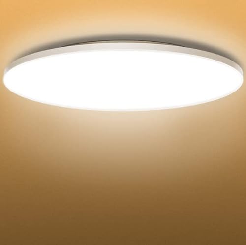 paurller PANNELLO LED Deckenleuchte, Φ52cm/ 40W/ Ra95 /IP40 Augenschutz Deckenlampe, Blendfrei Rund Modern Lampe Schlafzimmer Küche Wohnzimmer Flur Kinderzimmer Arbeitszimmer (3000K) von paurller