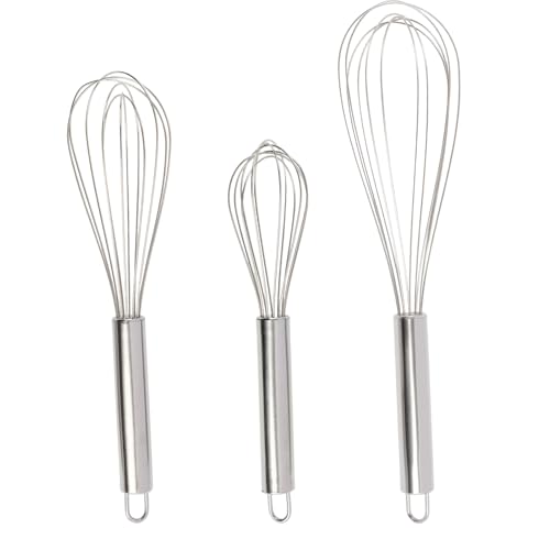3 PCS Schneebesen Set Edelstahl, Kleiner Schneebesen in 21/25/29 cm für Rühren, Aufschlagen & Mischen – Hochwertiges Edelstahl Küchenzubehör – Silberfarben 3 PCS Schneebesen Set Edelstahl, Kleiner Schneebesen in 21/25/29 cm für Rühren, Aufschlagen & Mischen – Hochwertiges Edelstahl Küchenzubehör – Silberfarben von pawpoem
