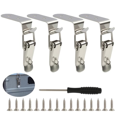 4PCS Spannverschluss Edelstahl, 90-Grad Kistenverschluss, Kistenverschluss Edelstahl mit hoher Spannkraft, Eckiger Spannverschluss, Schnappverschluss & Verschlüsse für Koffer, Kisten & Schrank von pawpoem