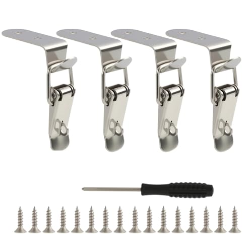 4PCS Spannverschluss Edelstahl, 90-Grad Kistenverschluss, Kistenverschluss Edelstahl mit hoher Spannkraft, Eckiger Spannverschluss, Schnappverschluss & Verschlüsse für Koffer, Kisten & Schrank von pawpoem