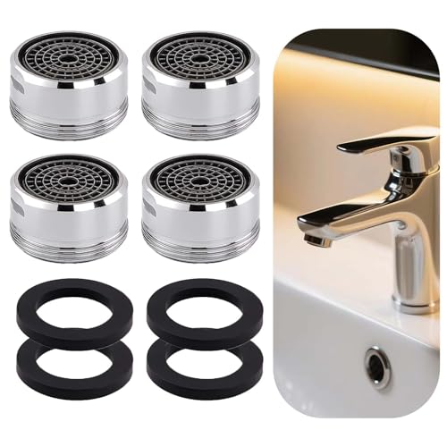 4PCS Wassersparend Strahlregler M24 Wasserfluss, Wassersparende Perlatoren für Wasserhähne mit 5L/min, Edelstahl & ABS Wasserhahn Sieb Strahlregler, Kalkfilter Aufsatz für Küche Bad Garten von pawpoem