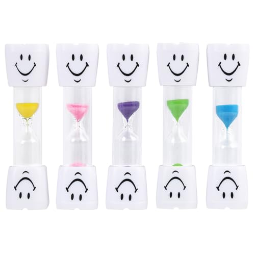 5 Stück Sanduhren Set für Kinder, Bunte Zahnputzuhr Kinder 3 Minuten aus Robustem Kunststoff, Lustige Zahnputz Timer für Badezimmer, Schule & Spiele, Sanduhr Zähneputzen mit Smiley-Design 5 Stück Sanduhren Set für Kinder, Bunte Zahnputzuhr Kinder 3 Minuten aus Robustem Kunststoff, Lustige Zahnputz Timer für Badezimmer, Schule & Spiele, Sanduhr Zähneputzen mit Smiley-Design von pawpoem
