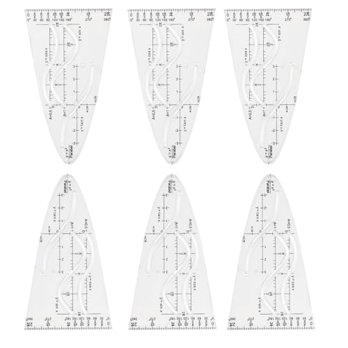 6 PCS Parabelschablone Mathe, Transparente Parabel Lineal Schablonen für Geometrie und Mathematik, Kurvenschablone für Cosinus, Sinus, Tangens, Zeichenschablone für Schule & Studium von pawpoem