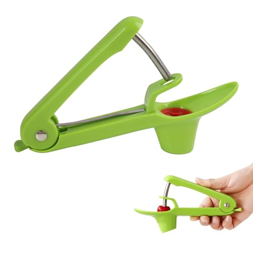 Kirschentkerner, Kirschkernentferner, Edelstahl Entkerner Kirschen, Robuster Kirschkernentferner & Kirschentsteiner für schnelles Kirschen entkernen, ergonomischer Entkerner Kirschen(Grün) von pawpoem