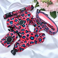 Hundegeschirr Set, Und Leine Welpen Geschirr Leine, Pink Leopard Print Hundegeschirr, Niedliches Hundehalsband Leinen Set von pawsomelifeboutique