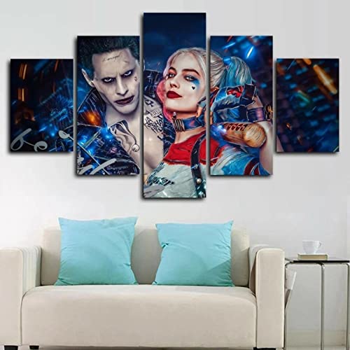 Wondbeau Leinwanddrucke Modulare Wandkunst Wandaufkleber 5 Teiliges Wandbild Druck auf Leinwand Malerei Moderne Abstrakte Poster Mit Rahmen XL/200cm×100cm Joker Und Harley Quinn Wondbeau Leinwanddrucke Modulare Wandkunst Wandaufkleber 5 Teiliges Wandbild Druck auf Leinwand Malerei Moderne Abstrakte Poster Mit Rahmen XL/200cm×100cm Joker Und Harley Quinn von Wondbeau