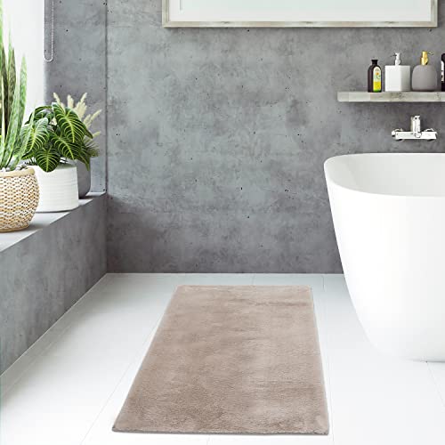 payé Badezimmerteppich Hochflor Bad - Taupe - 120x170cm - kuschelig weich - waschbar - Badematte Wasserfest rutschfest Dekoration - Deko Teppich Badvorleger von payé