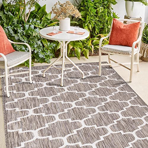 payé Outdoor Teppich Wetterfest - 240x340cm - Beige Weiß - Netz Raute - Teppiche für Terrasse Balkon Garten Indoor von payé