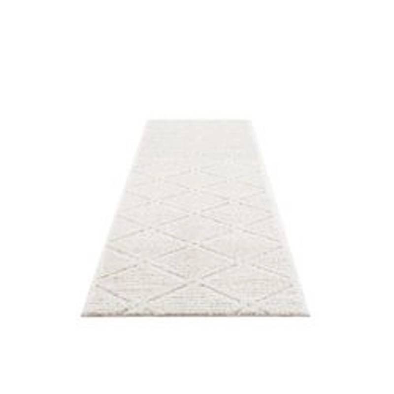 payé Teppich Hochflor 80x300 cm Creme Boho-Rautenmuster von payé