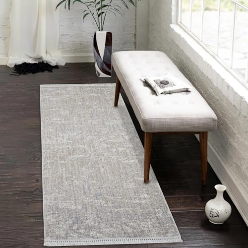 payé Teppich Läufer - 80x150cm - Beige - Abstrakt Vintage - Boho Frasen Teppiche - Wohnteppich Schlafzimmer Deko von payé