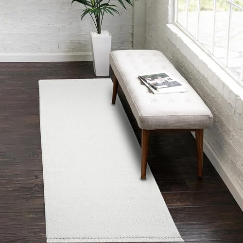 payé Teppich Läufer - 80x150cm - Weiß Creme - Boho-Style mit Fransen - Modern Uni - Flachflor Wohnteppich Schlafzimmer Deko payé Teppich Läufer - 80x150cm - Weiß Creme - Boho-Style mit Fransen - Modern Uni - Flachflor Wohnteppich Schlafzimmer Deko von payé
