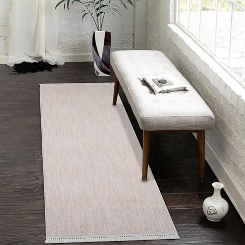Teppich Läufer Flur - 80x150cm Pink-Weiß - Fransen Loop Optik Boho Meliert Modern Pastell Wohnteppich Schlafzimmer Teppiche Teppich Läufer Flur - 80x150cm Pink-Weiß - Fransen Loop Optik Boho Meliert Modern Pastell Wohnteppich Schlafzimmer Teppiche von payé