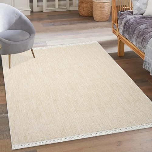 payé Teppich Läufer Flur - 80x150cm Soft Gelb - Fransen Loop Optik Boho Meliert Modern Pastell Wohnteppich Schlafzimmer Teppiche von payé