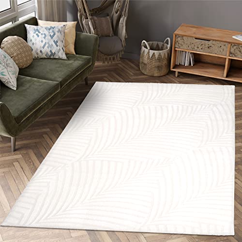 payé Teppich Läufer Flur - 80x150cm - Weiß Einfarbig Wohnzimmer Uni Geometrische Muster Modern Deko Teppiche Weich Schlafzimmer von payé