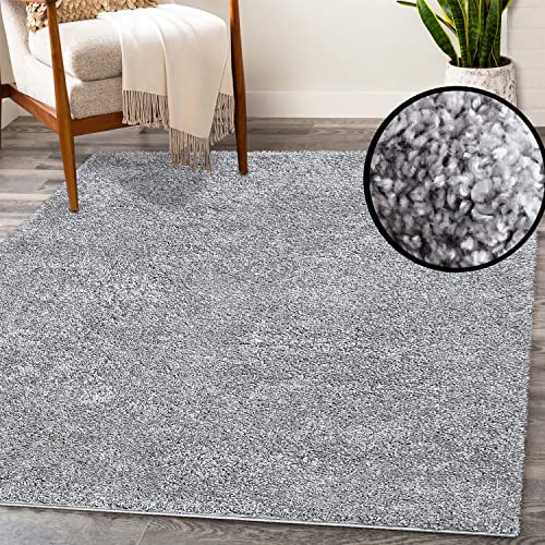 payé Teppich Läufer Hochflor Shaggy - 100x200cm Läufer - Grau Einfarbig Wohnzimmer Uni Flauschig Modern Boho Deko Teppiche Weich Schlafzimmer von payé