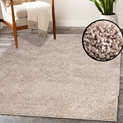 payé Teppich Läufer Hochflor Shaggy - 80x150cm Läufer - Beige Einfarbig Wohnzimmer Uni Flauschig Modern Boho Deko Teppiche Weich Schlafzimmer von payé