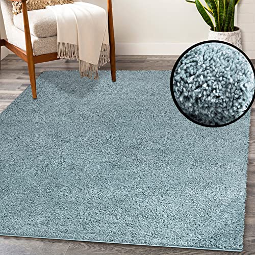 payé Teppich Läufer Hochflor Shaggy - 80x150cm Läufer - Türkis Einfarbig Wohnzimmer Uni Flauschig Modern Boho Deko Teppiche Weich Schlafzimmer von payé