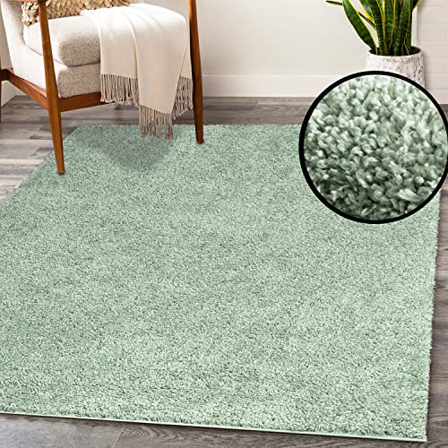 payé Teppich Läufer Hochflor Shaggy - 80x300cm Läufer - Pastell Grün Einfarbig Wohnzimmer Uni Flauschig Modern Boho Deko Teppiche Weich Schlafzimmer von payé