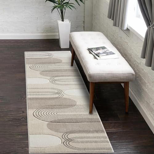 payé Teppich Läufer Kurzflor Braun - 80x300cm - Boho Geometrisch Modern Skandinavisch Wohnteppich Schlafzimmer von payé