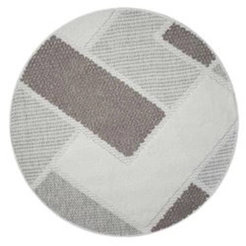 payé Teppich Linda 77 Kurzflor Rund 160x160 cm Beige Geo-Muster von payé