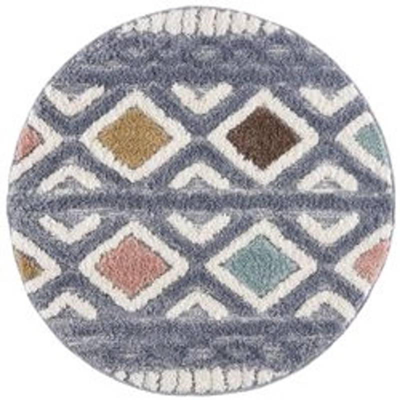 payé Teppich Nara-3382 Hochflor 120x120 cm Rund Pastell-Multi Boho-Rautenmuster payé Teppich Nara-3382 Hochflor 120x120 cm Rund Pastell-Multi Boho-Rautenmuster von payé