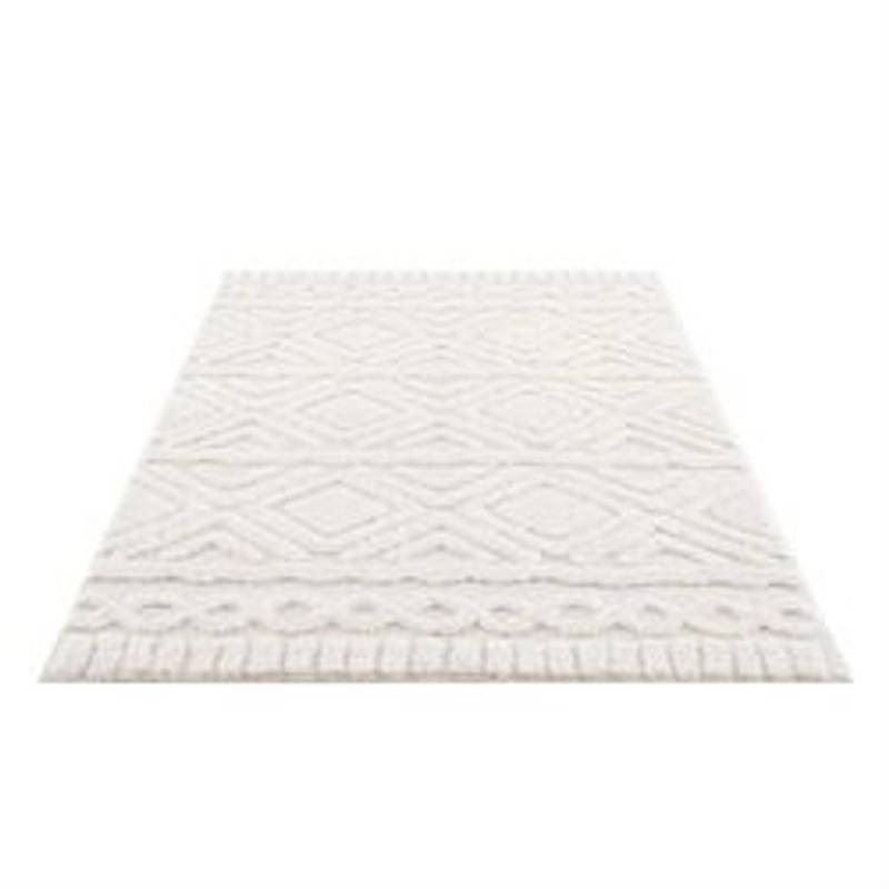 payé Teppich Nara-3382 Hochflor 200x290 cm Pastell-Creme Boho-Rautenmuster von payé