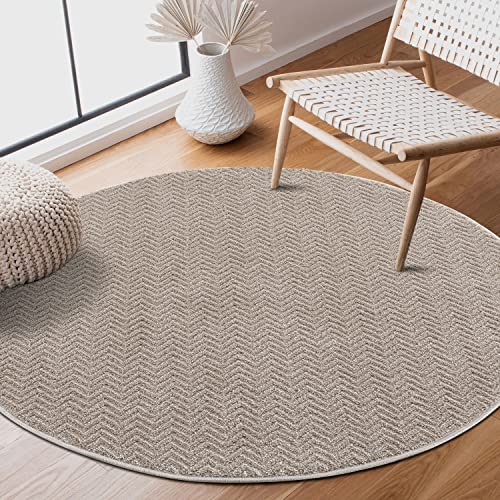 payé Teppich Rund - Beige - 120x120cm - Meliert Muster - Einfarbig - Hoch Tief Effekt - Kurzflor Weich Schlafzimmer Kinderzimmer Dekoration - Deko Teppiche von payé