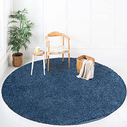 payé Teppich Rund Hochflor Shaggy - 80x80cm - Blau Einfarbig Uni Flauschig Modern Boho Wohnzimmer Schlafzimmer Deko Teppiche Weich Schlafzimmer payé Teppich Rund Hochflor Shaggy - 80x80cm - Blau Einfarbig Uni Flauschig Modern Boho Wohnzimmer Schlafzimmer Deko Teppiche Weich Schlafzimmer von payé