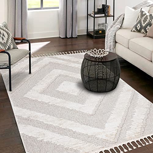 payé Teppich Wohnzimmer - 160x230cm - Creme - Raute - Hochtief Effekt - Fransen Deko Boho Flauschig - Cut & Loop Sisal - Schlafzimmer Flur Dekoration Läufer payé Teppich Wohnzimmer - 160x230cm - Creme - Raute - Hochtief Effekt - Fransen Deko Boho Flauschig - Cut & Loop Sisal - Schlafzimmer Flur Dekoration Läufer von payé