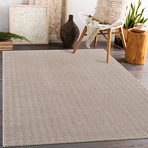 payé Teppich Wohnzimmer - Beige - 120x170cm - Meliert Muster - Einfarbig - Hoch Tief Effekt - Kurzflor Weich Schlafzimmer Kinderzimmer Dekoration - Deko Teppiche von payé