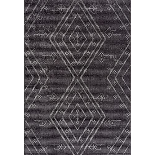 payé Teppich Wohnzimmer Ethno Berbermuster - Grau 140x200cm - Hochflor weich Boho Schlafzimmer Flur Dekoration Läufer - Skandinavische Deko Teppiche von payé