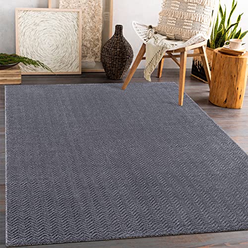 payé Teppich Wohnzimmer - Grau - 140x200cm - Meliert Muster - Einfarbig - Hoch Tief Effekt - Kurzflor Weich Schlafzimmer Kinderzimmer Dekoration - Deko Teppiche von payé