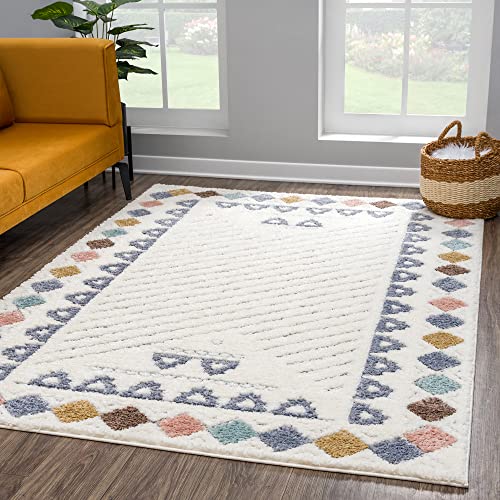 payé Teppich Wohnzimmer Hochflor - 120x170cm - Ethno - Cream Multi - Modern Raute Meliert Muster Skandinavisch Flauschig Kinderzimmer Schlafzimmer Dekoration payé Teppich Wohnzimmer Hochflor - 120x170cm - Ethno - Cream Multi - Modern Raute Meliert Muster Skandinavisch Flauschig Kinderzimmer Schlafzimmer Dekoration von payé