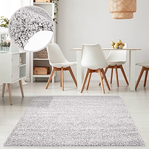 payé Teppich Wohnzimmer Hochflor - Grau - 200x290cm - Weich Langflor Shaggy Schlafzimmer Bettvorleger Kinderzimmer - Dekoration von payé