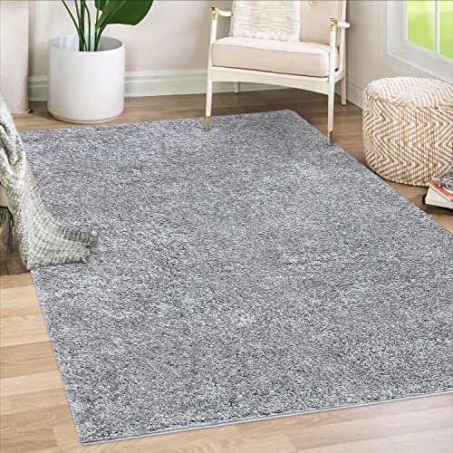 payé Teppich Wohnzimmer Hochflor Shaggy - 120x170cm - Grau Einfarbig Uni Flauschig Modern Boho Deko Teppiche Weich Schlafzimmer von payé