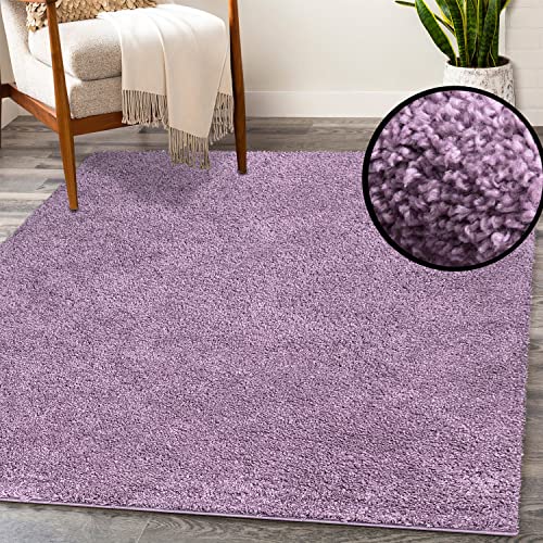 payé Teppich Wohnzimmer Hochflor Shaggy - 133x190cm - Pastell Lila Einfarbig Uni Flauschig Modern Boho Deko Teppiche Weich Schlafzimmer von payé