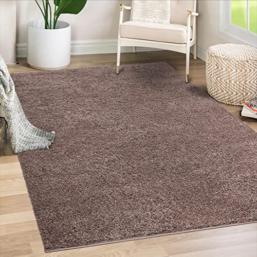 payé Teppich Wohnzimmer Hochflor Shaggy - 200x200cm - Braun Einfarbig Uni Flauschig Modern Boho Deko Teppiche Weich Schlafzimmer von payé
