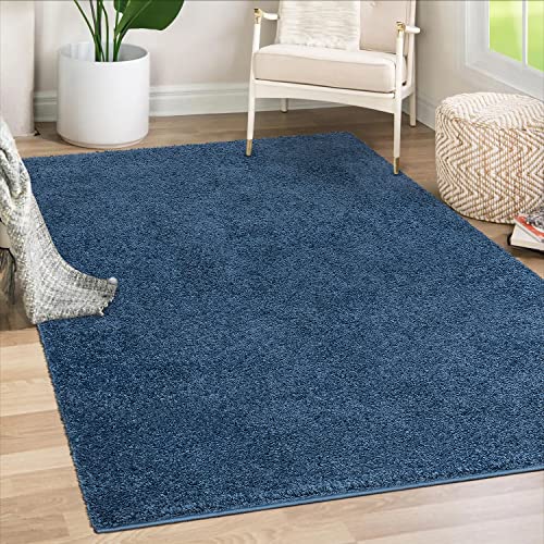 payé Teppich Wohnzimmer Hochflor Shaggy - 200x290cm - Blau Einfarbig Uni Flauschig Modern Boho Deko Teppiche Weich Schlafzimmer von payé