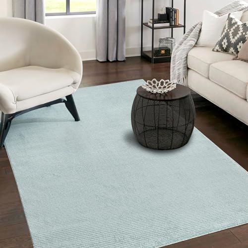 payé Teppich Wohnzimmer - Türkis - 160x230cm - Meliert Muster - Einfarbig - Hoch Tief Effekt - Kurzflor Weich Schlafzimmer Kinderzimmer Dekoration - Deko Teppiche von payé