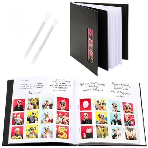 Photo Booth Frames - Black Cover Photo Booth Memory Album DIY Picture Scrapbook with 2x6 Inch Photo Strip Inserts - 40 White Pages von pbf PHOTO BOOTH FRAMES