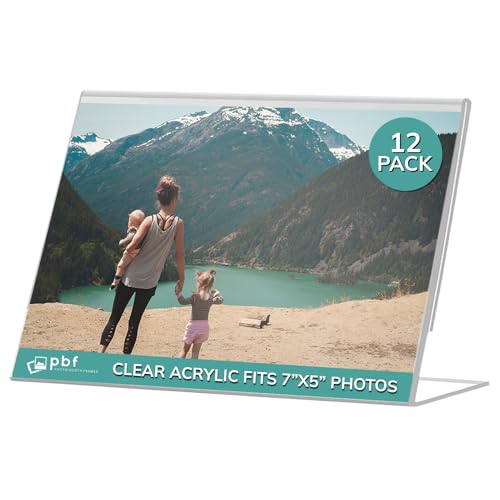 pbf PHOTO BOOTH FRAMES Fotorahmen – 17,8 x 12,7 cm, transparentes Acryl-Display, schräge Rückseite, 17,8 x 12,7 cm, horizontales Bild oder Display, Kunststoff-Schildhalter mit Einsätzen, 12 Stück von pbf PHOTO BOOTH FRAMES