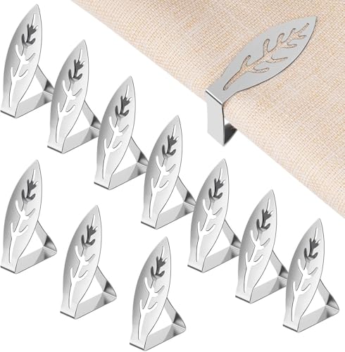 pclapora 10 Stück Tischtuchklammern Edelstahl, Blattmuster Tischtuchklammer, Tischdeckenklammern Outdoor, Tischabdeckungsklemmen für Dicke Tische, Tischdecke Clips Wetterfeste, für Dicke Tische von pclapora