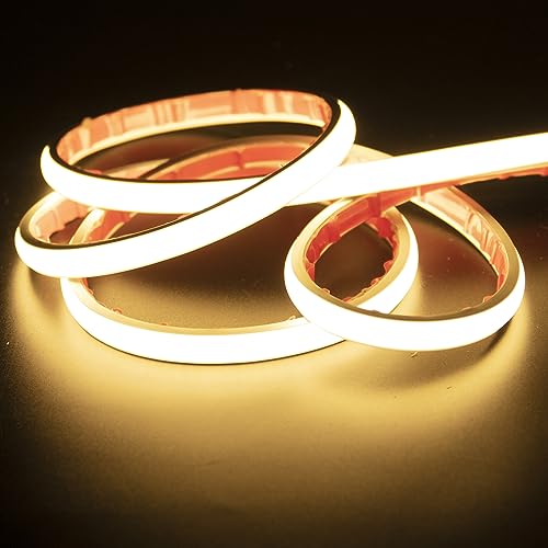 pcning 10M COB LED Strip Selbstklebend 230V Direktanschluss Sehr Hell IP67 Wasserdicht, 10 Meter Flexibel LED Streifen Warmweiss Lichtband (Warmweiss, 10) von pcning