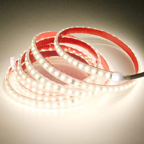 pcning 3 Meter 220V 230V Hell LED Streifen, SMD 2835 120 LEDs/M Lichtleiste 3M IP67 Wasserdicht Selbstklebend LED Strip 4000K Weiss mit Schalter (3, weiß) von pcning