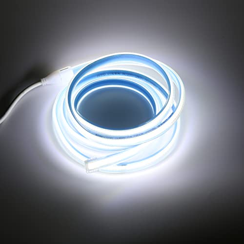 pcning 3 Meter COB LED Streifen 220V 230V 280 leds/m Extream Hell IP67 Strip 3M 6000K Kaltweiss Bandeau mit Schalter (Kaltes Weiss, 3) von pcning