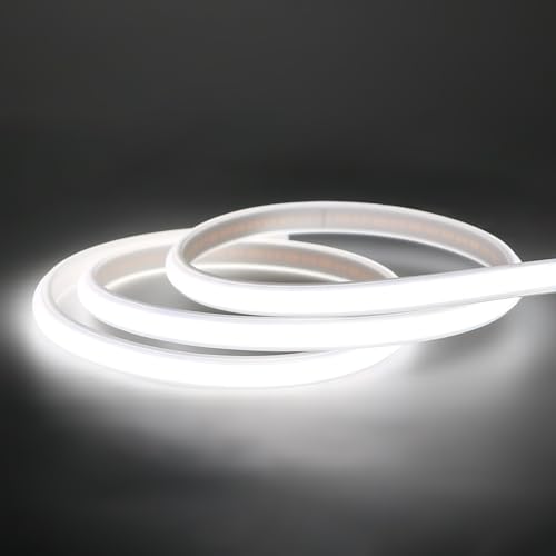 pcning COB LED Band 230V Direktanschluss 5M Ohne Trafo mit Schalter, 5 Meter IP67 Waterproof Frosted Light Band 6000K Kaltweiss (Kaltweiß, 5M) von pcning