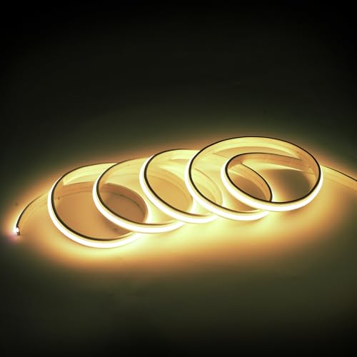 pcning COB LED Band Selbstklebend 230V Direktanschluss 1M 12W, 1 Meter IP67 Wasserdicht LED Streifen Warmweiss 220V for Outdoor Indoor (Warmweiß, 1M) von pcning