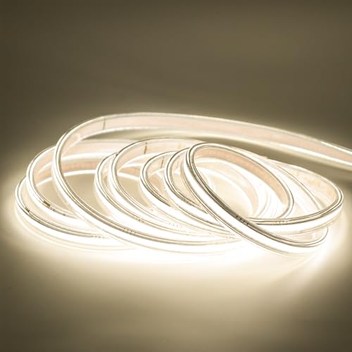 pcning COB LED Lichtband Weiss 20M mit Stecker, 20 Meters 320leds/m LED Streifen IP67 Wasserdicht 230V Direktanschluss (Weiß, 20M) von pcning