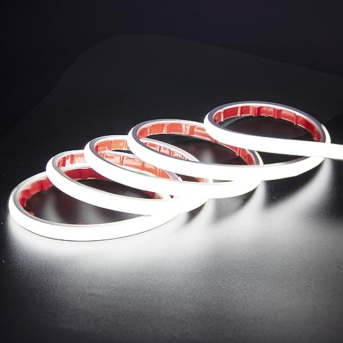 pcning COB LED Strip 1M 230V Direktanschluss Selbstklebend Kaltweiss Aussen LED Band, 1 Meter IP67 Wasserdicht LED Streifen 230V Ohne Trafo mit Stecker 6000K (Kaltweiss, 1) von pcning