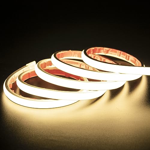 pcning COB LED Strip 1M Selbstklebend 230V Direktanschluss Sehr Hell IP67 Wasserdicht, Indoor Outdoor Flexibel LED Streifen Weiss Lichtband 1 m (Weiss, 1) von pcning